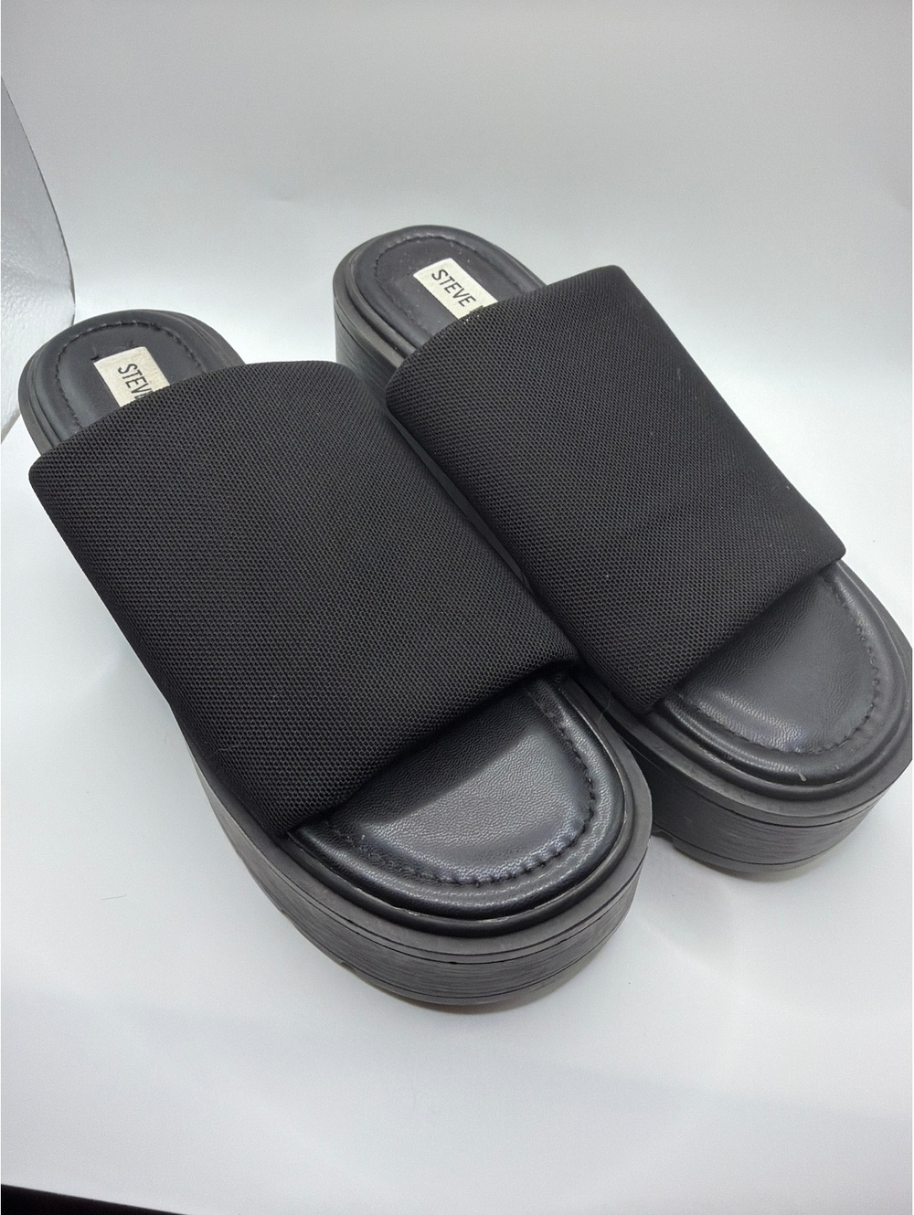 Steve Madden Black Platform Slide Sandals size 6